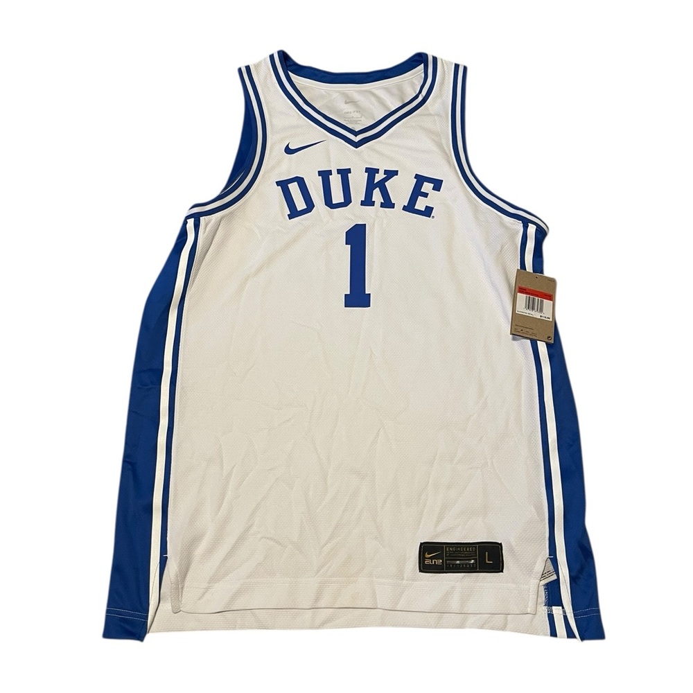 NWT Nike Men’s Large Duke Blue Devils White Basketball Jersey